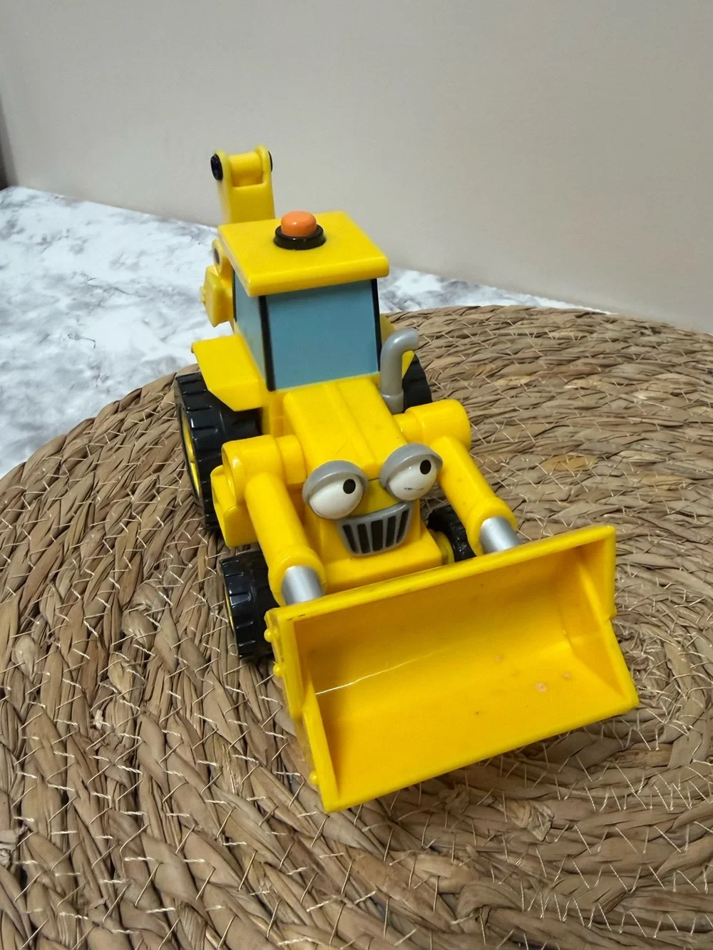 Yellow Kids Front Loader Toy Bulldozer with Expressive Eyes